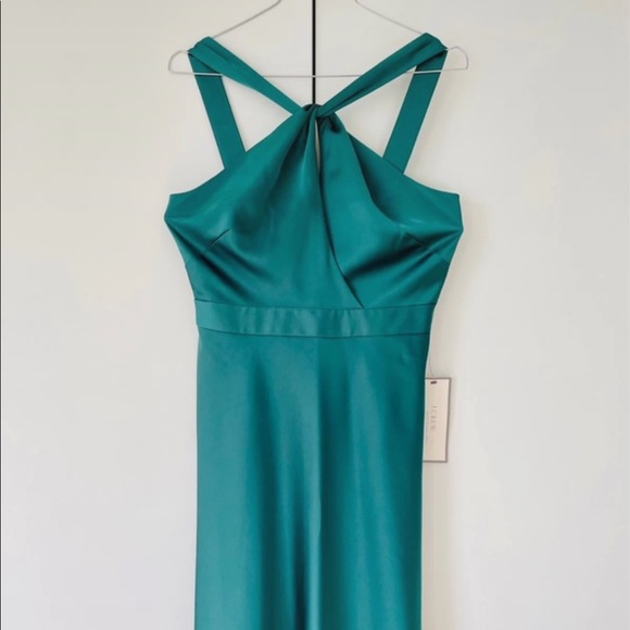NWT J.Crew Emerald Green Satin Midi Dress – Size 4 - Picture 2 of 13